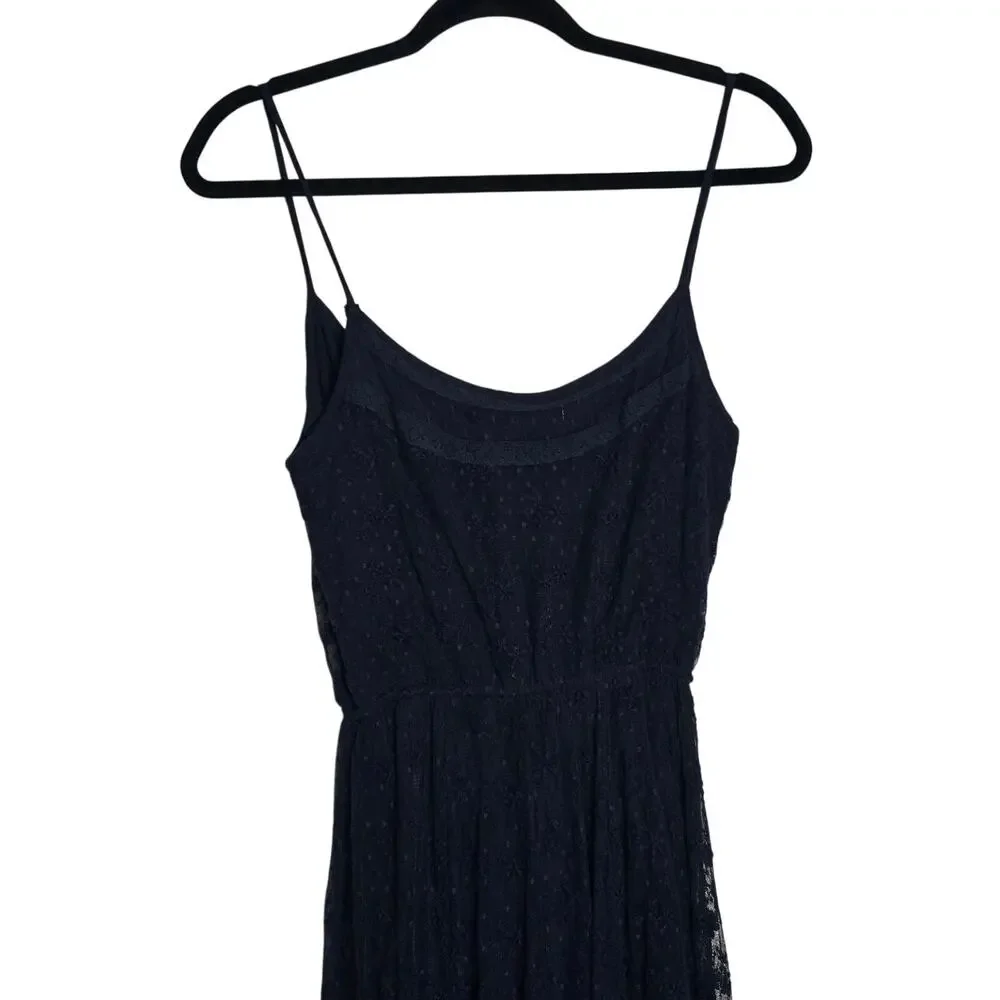 Abercrombie & Fitch Navy Blue Lace Cami Maxi Dress Size S Retro Boho Fairy